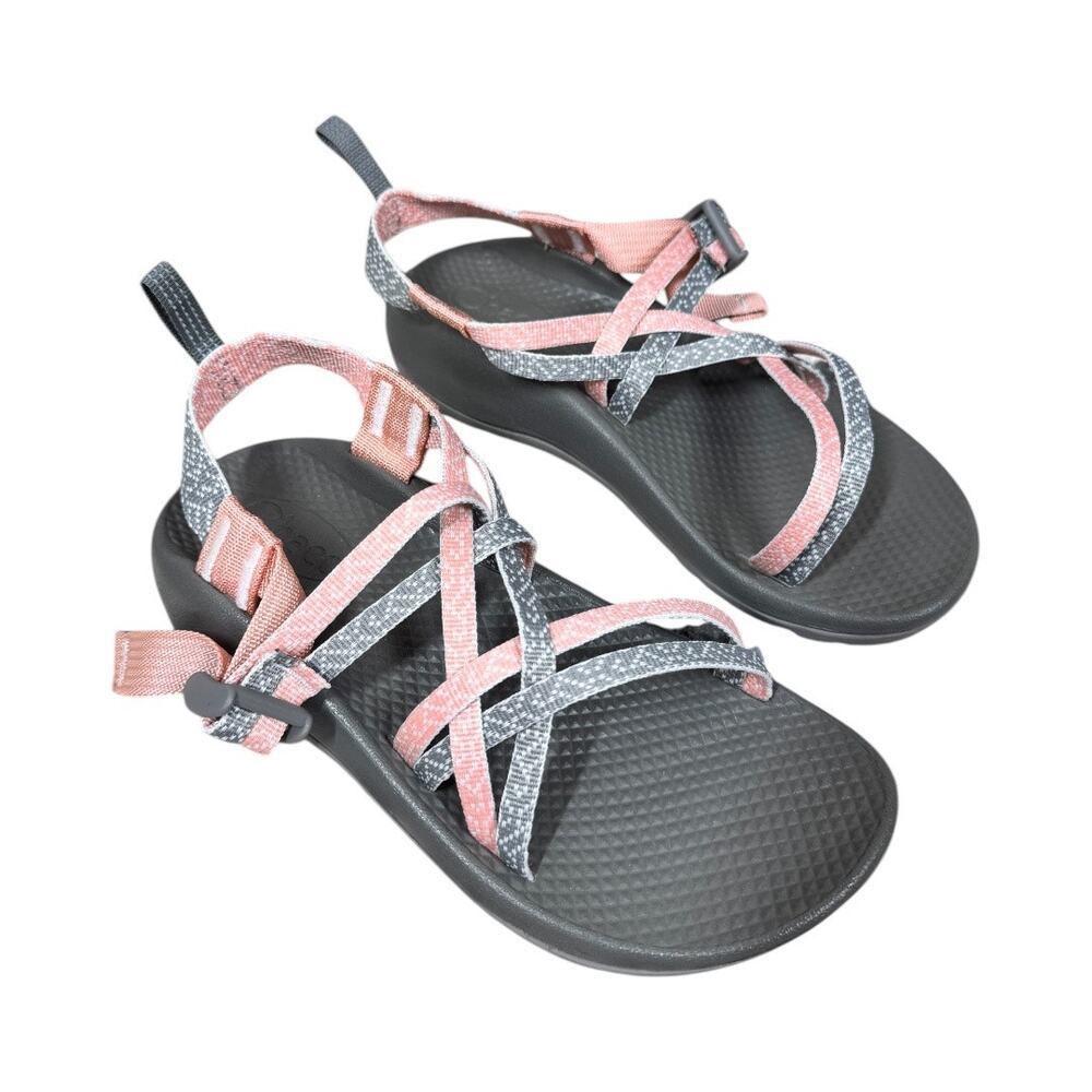 Chaco Kid's ZX1 Ecotread Sandals 4 Burlap Heather J180266 Pink Gray Double Strap